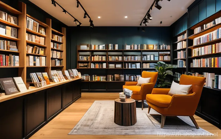 쇼핑매니저 실기시험 팁 - **Prompt: A visually stunning, cozy, and modern concept store that blends a bookstore and a specialt...